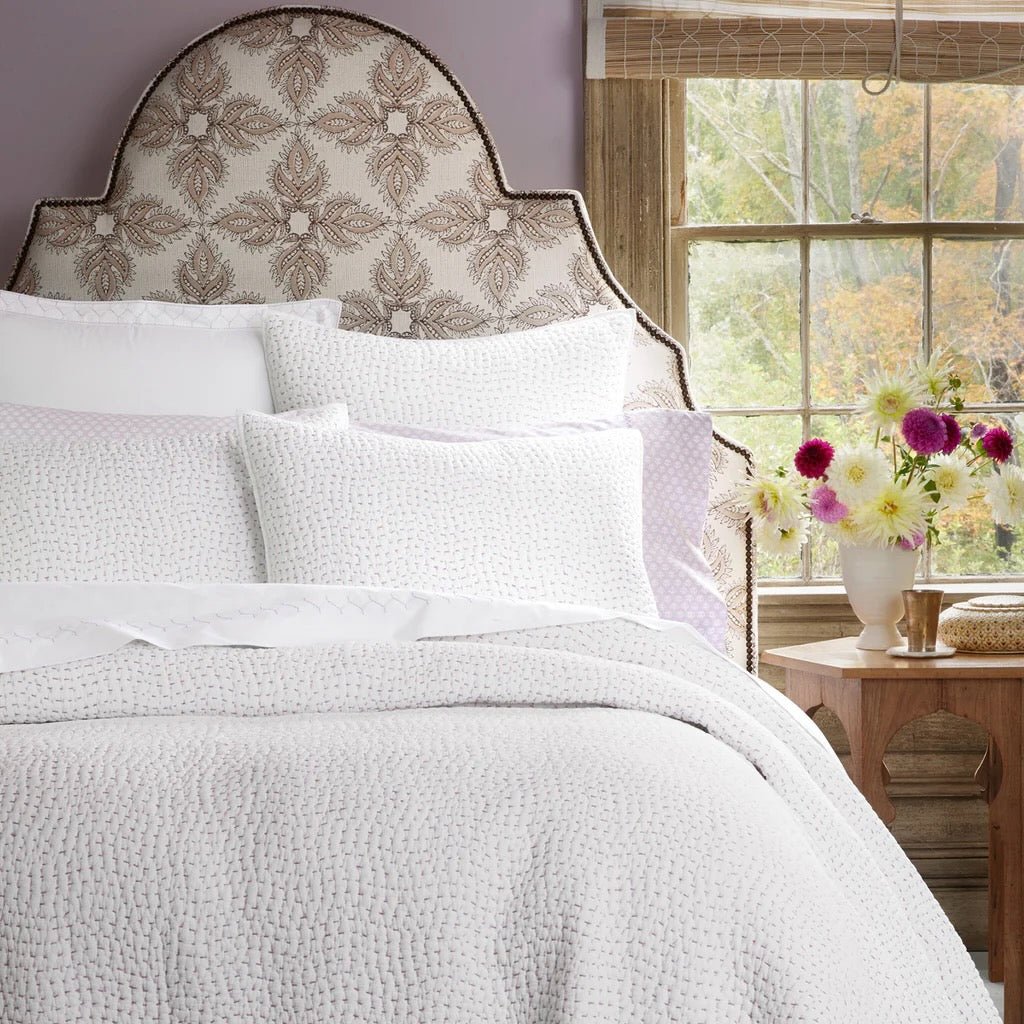 John Robshaw Handstitched Lavender Quilted Coverlet  | Fig Linens and Home Lifestyle Bedding 1