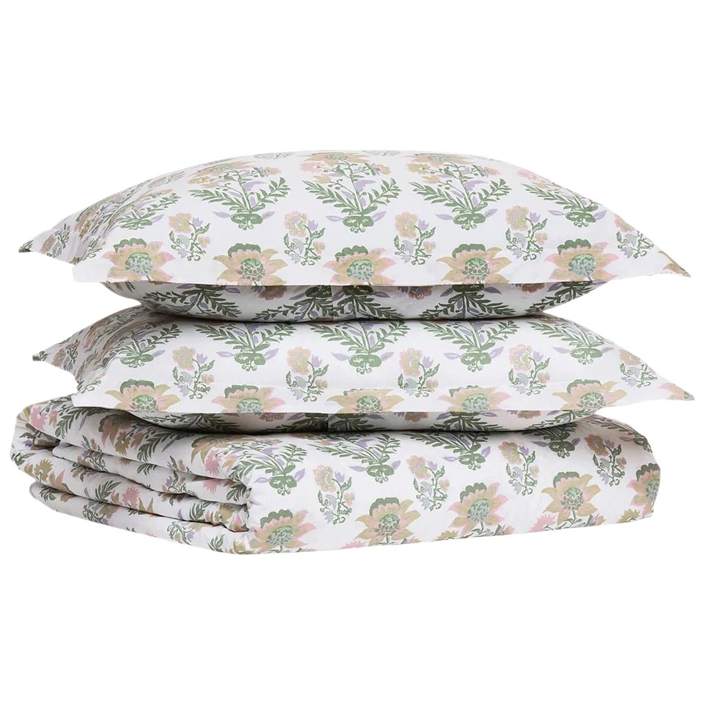 Duvet Covers - John Robshaw Hina Sage Green & Tangerine Bedding at Fig Linens and Home