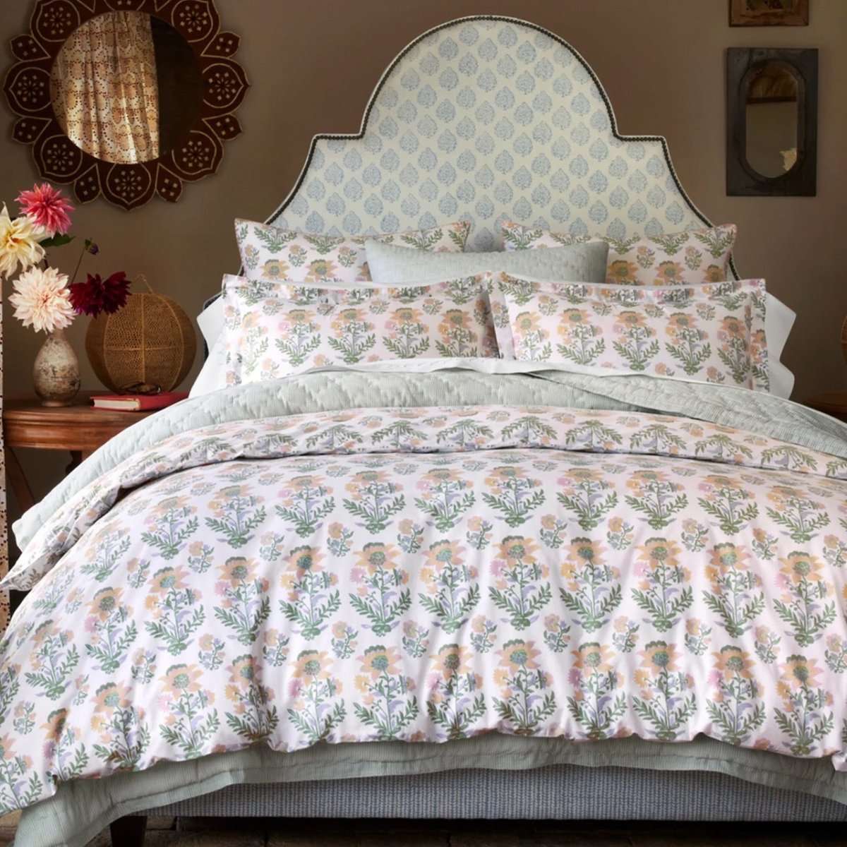 John Robshaw Hina Sage Green Organic Cotton Duvet Covers & Shams | John Robshaw Lifestyle Photo 3