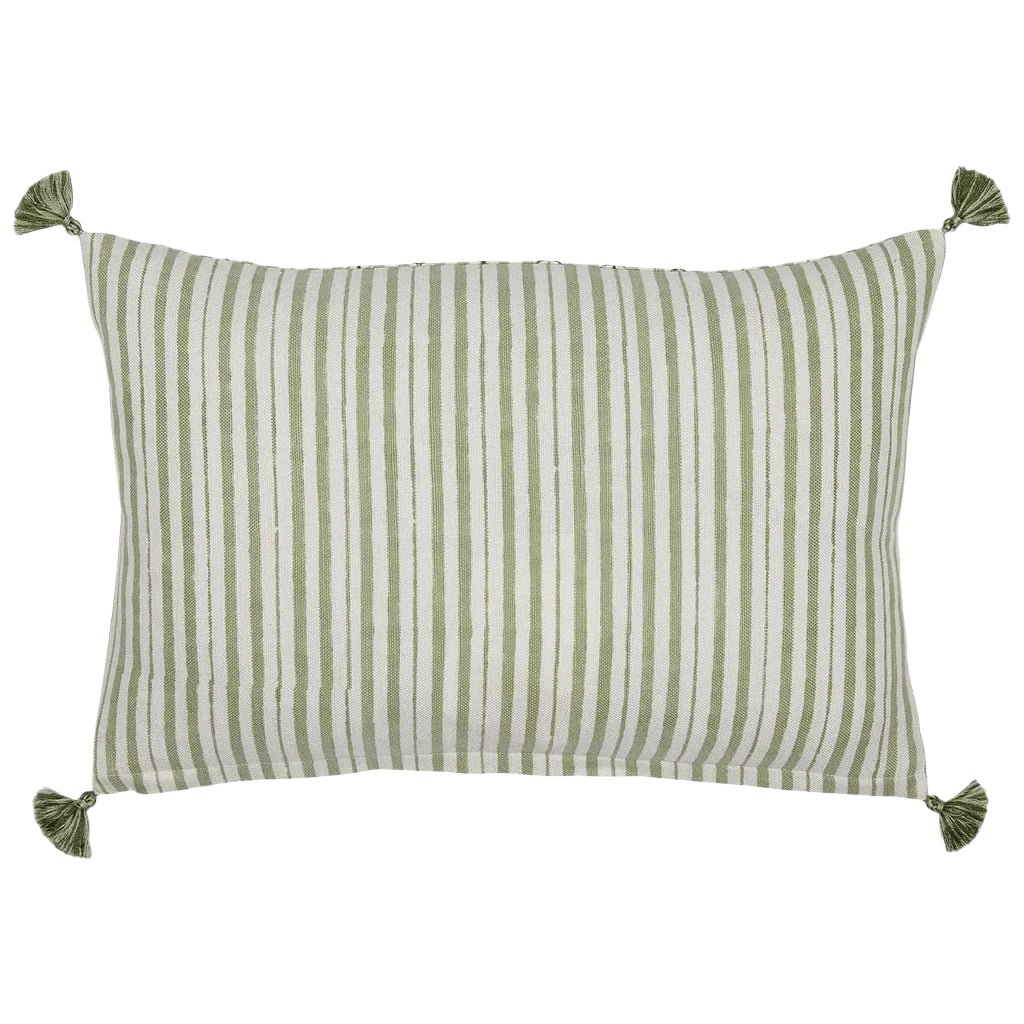 John Robshaw Kidney Lumbar Pillow BhuvSage Green Pillow  | Fig Linens and Home Back