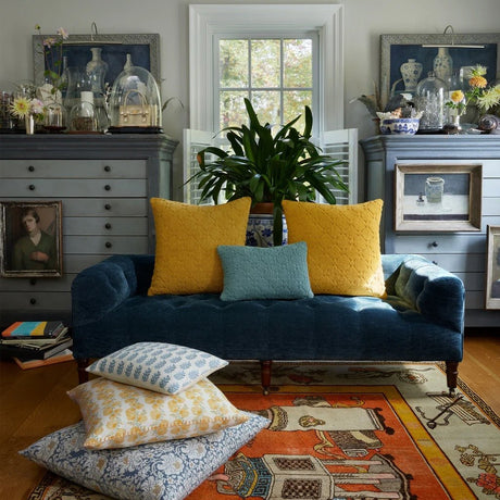 John Robshaw Kidney Lumbar Pillow Jivan Light Indigo Pillow  | Fig Linens and Home Lifestyle