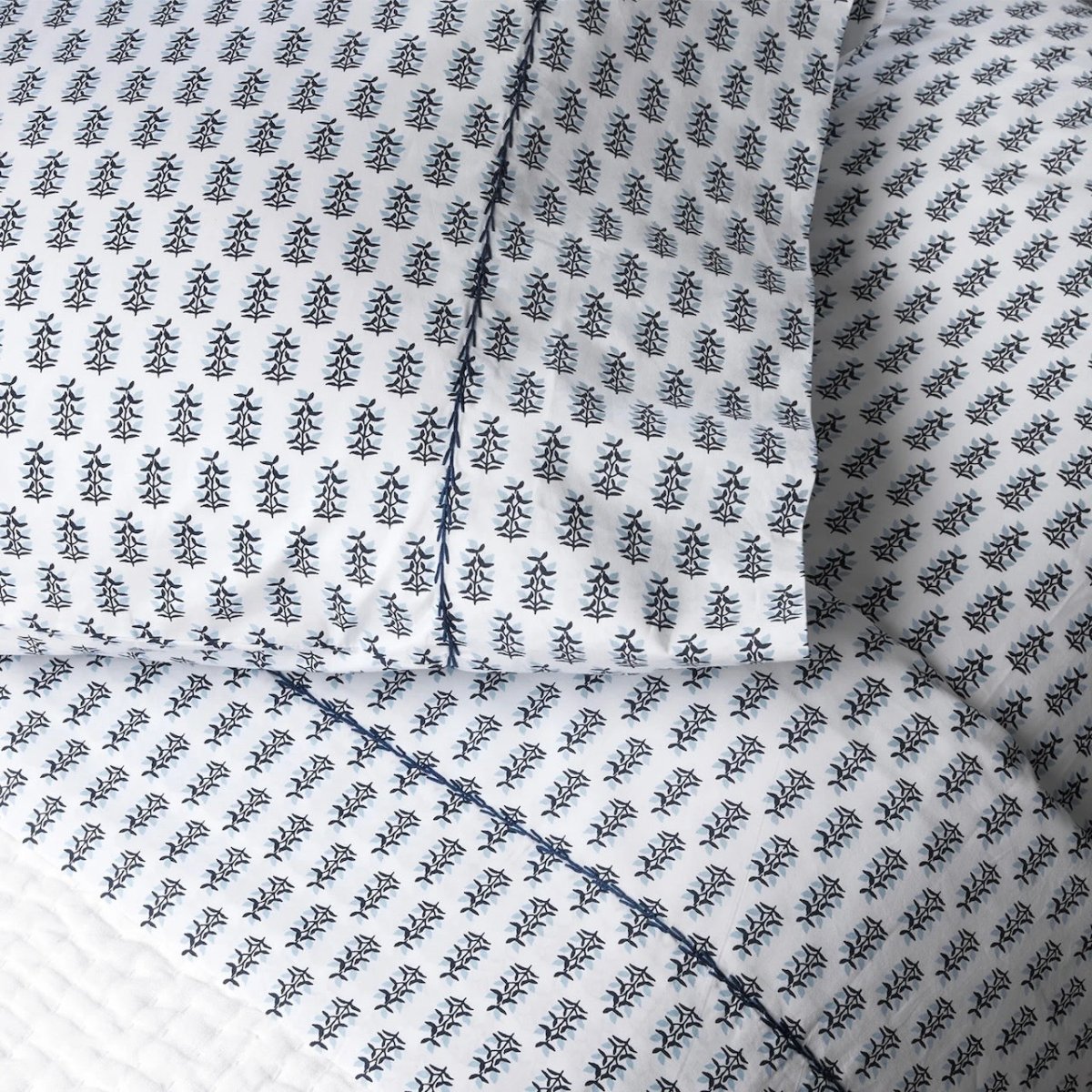 Lahna Lapis Blue Organic Cotton Sheets by John Robshaw at Fig Linens and Home - Bed Photo