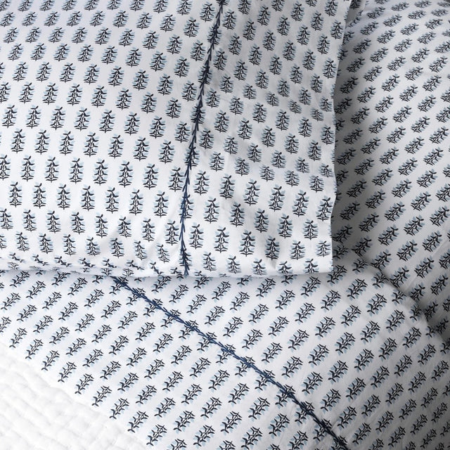 Lahna Lapis Blue Organic Cotton Sheets by John Robshaw at Fig Linens and Home - Bed Photo