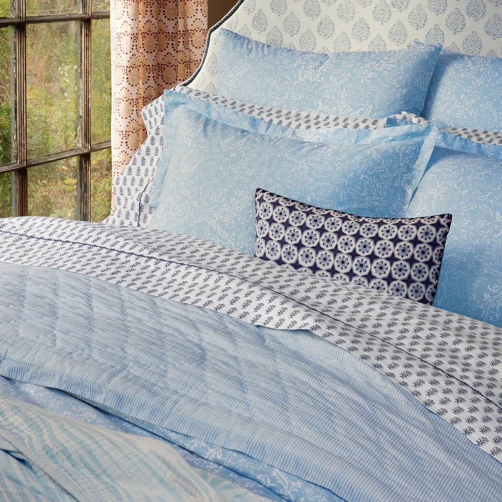 Lahna Lapis Blue Organic Cotton Sheets by John Robshaw at Fig Linens and Home - Lifestyle Photo