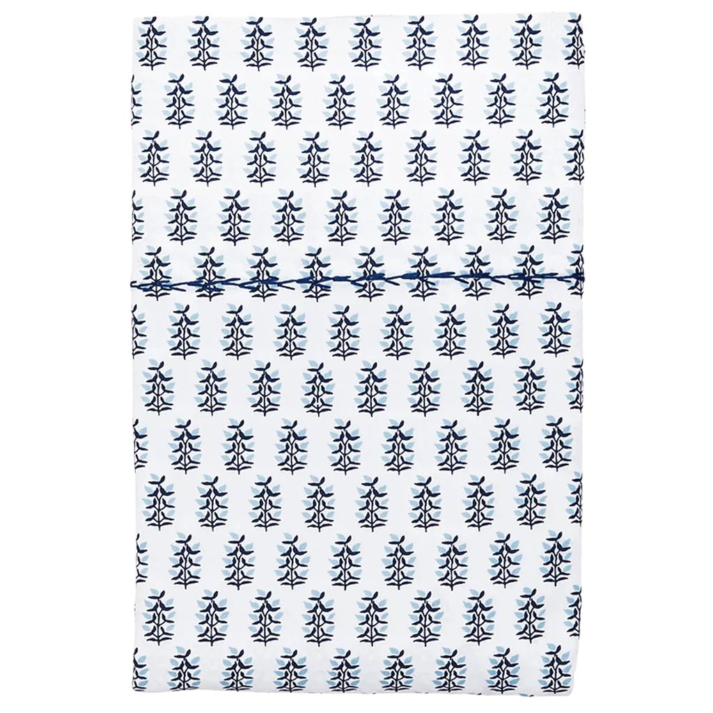 Flat Sheet - Lahna Lapis Blue Organic Cotton Sheets by John Robshaw at Fig Linens and Home