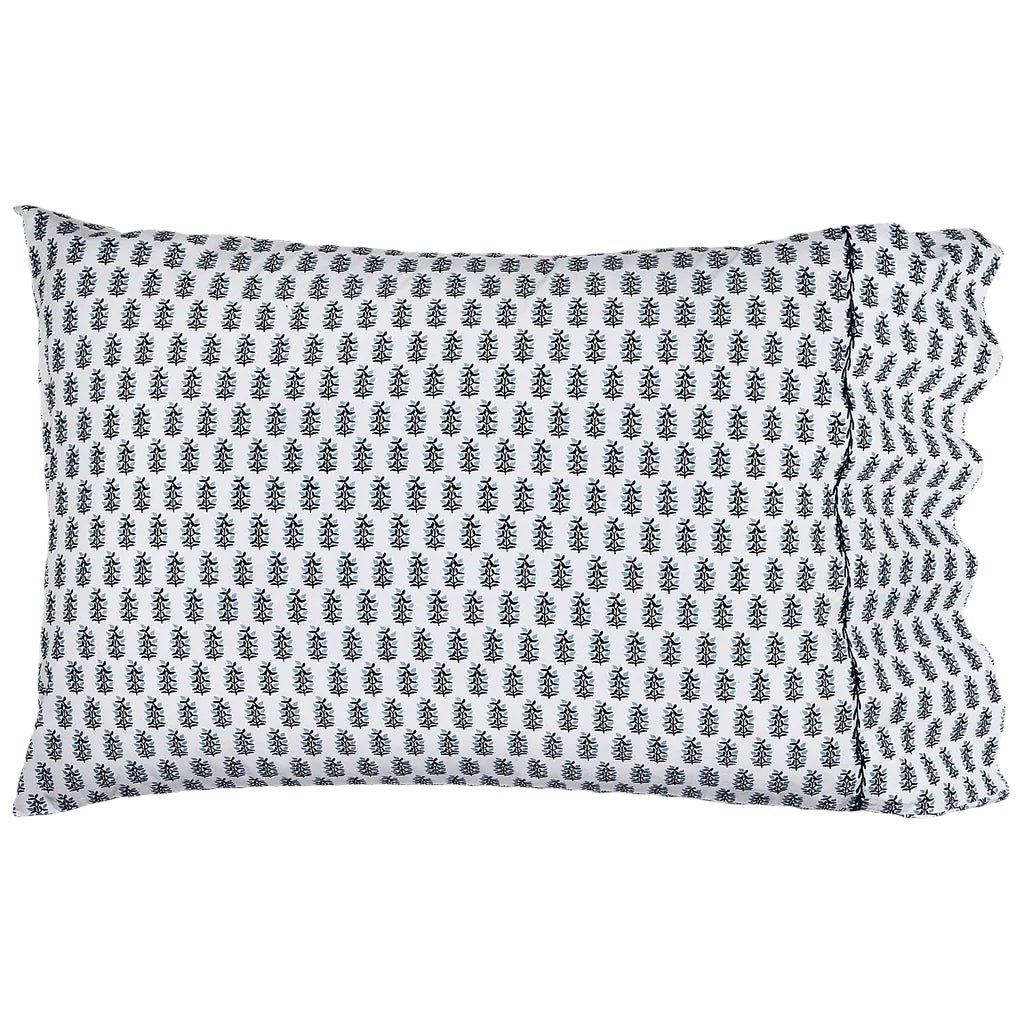 Pillowcase - Lahna Lapis Blue Organic Cotton Sheets by John Robshaw at Fig Linens and Home