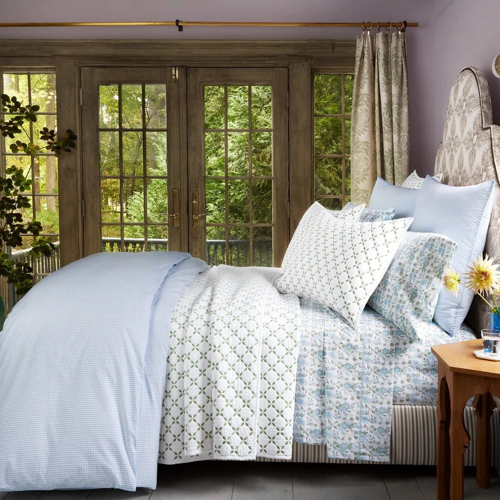 John Robshaw Layla Leaf Green Quilted Coverlets Bedding  | Fig Linens and Home Lifestyle 1