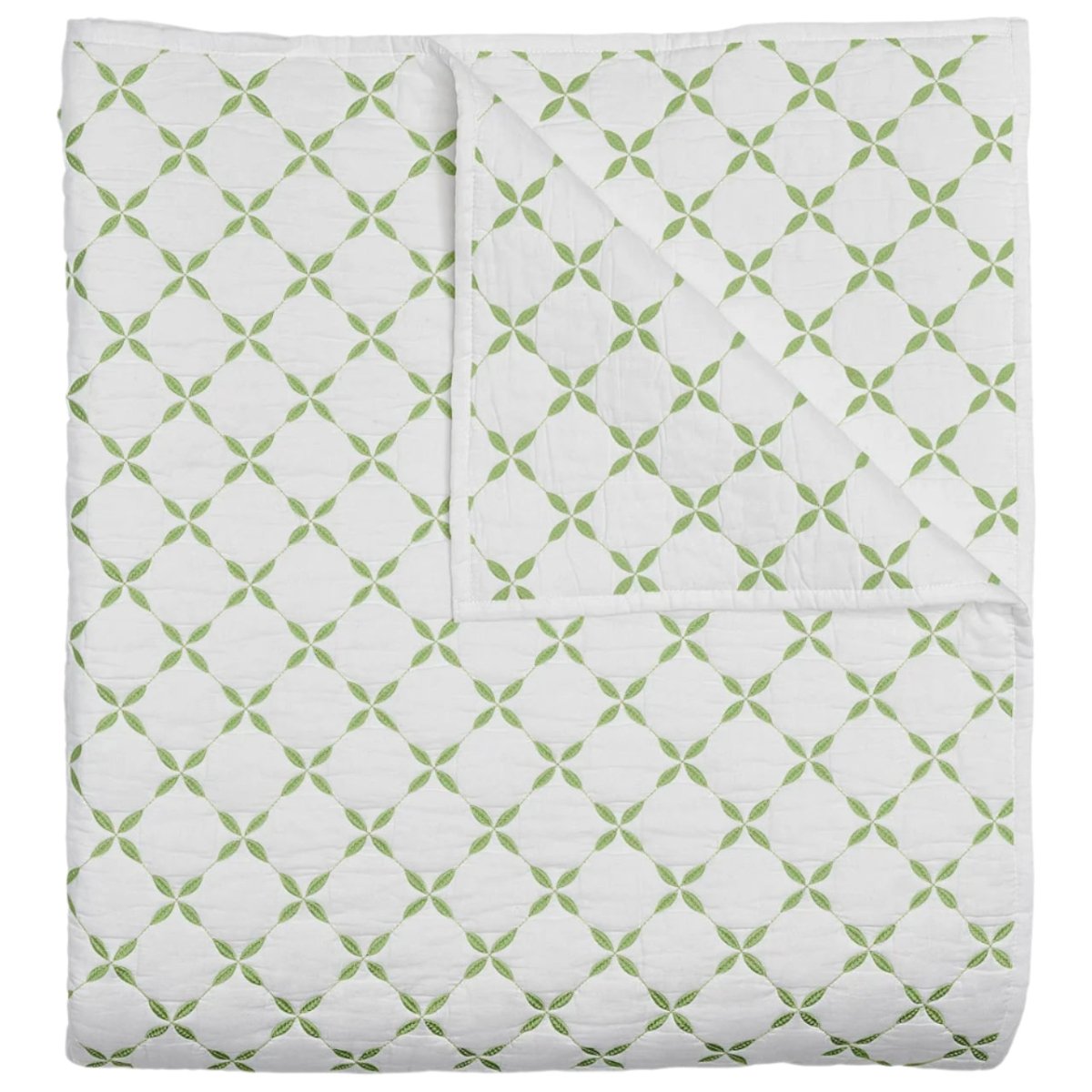 John Robshaw Layla Leaf Green Quilted Coverlets  | Fig Linens and Home 1
