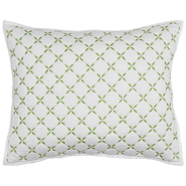 John Robshaw Layla Leaf Green Quilted Pillow Sham  | Fig Linens and Home