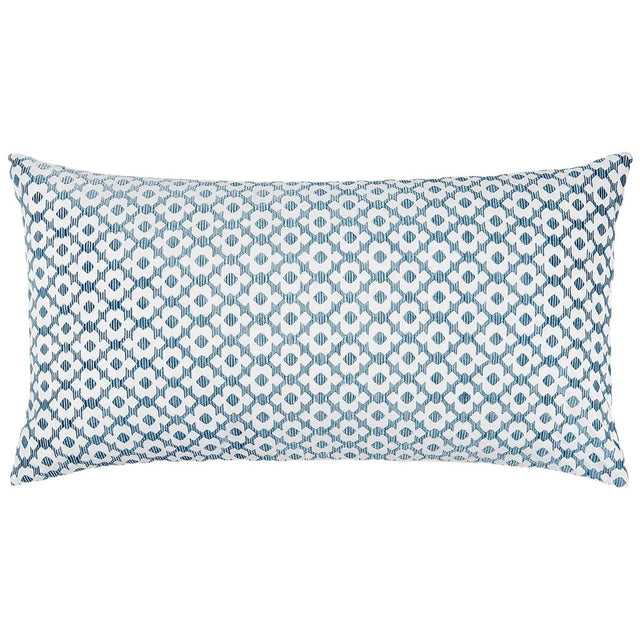 Nalin Light Indigo Blue Bolster Pillow | John Robshaw Textiles Embroidered Throw Pillow Front