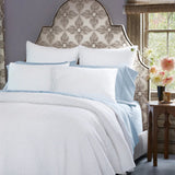 Lifestyle Photo of Nandi Light Indigo Blue Striped Bed Sheets  - John Robshaw at Fig Linens and Home - 2
