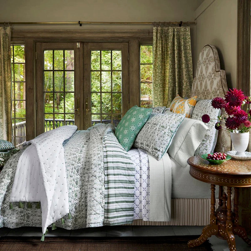 Quilt - Lina Sage Green Quilt & Shams | John Robshaw at Fig Linens and Home