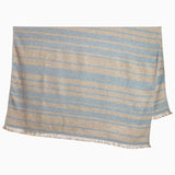 John Robshaw Throw Blanket - Hanging Open - Ekram Light Indigo Blue Throw with Fringe