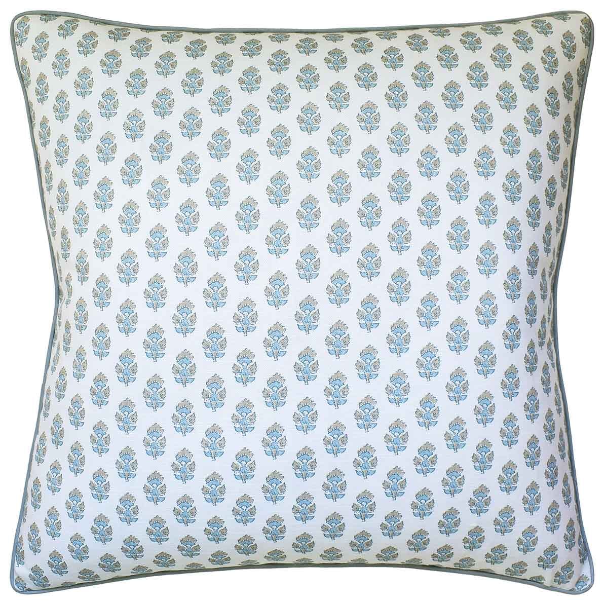 Julia Beige Spa Blue - Throw Pillow by Ryan Studio