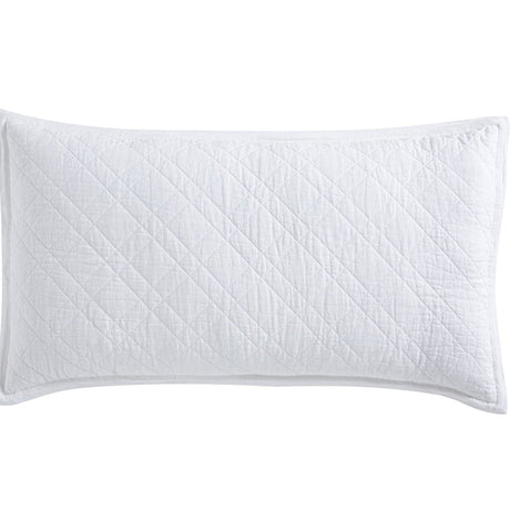 Chloe European Linen Diamond Coverlet Sham by Orchids Lux Home - White King Sham