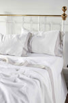 Kyoto European Linen Sheet Set by Orchids Lux Home White/ Mist Sheet Set