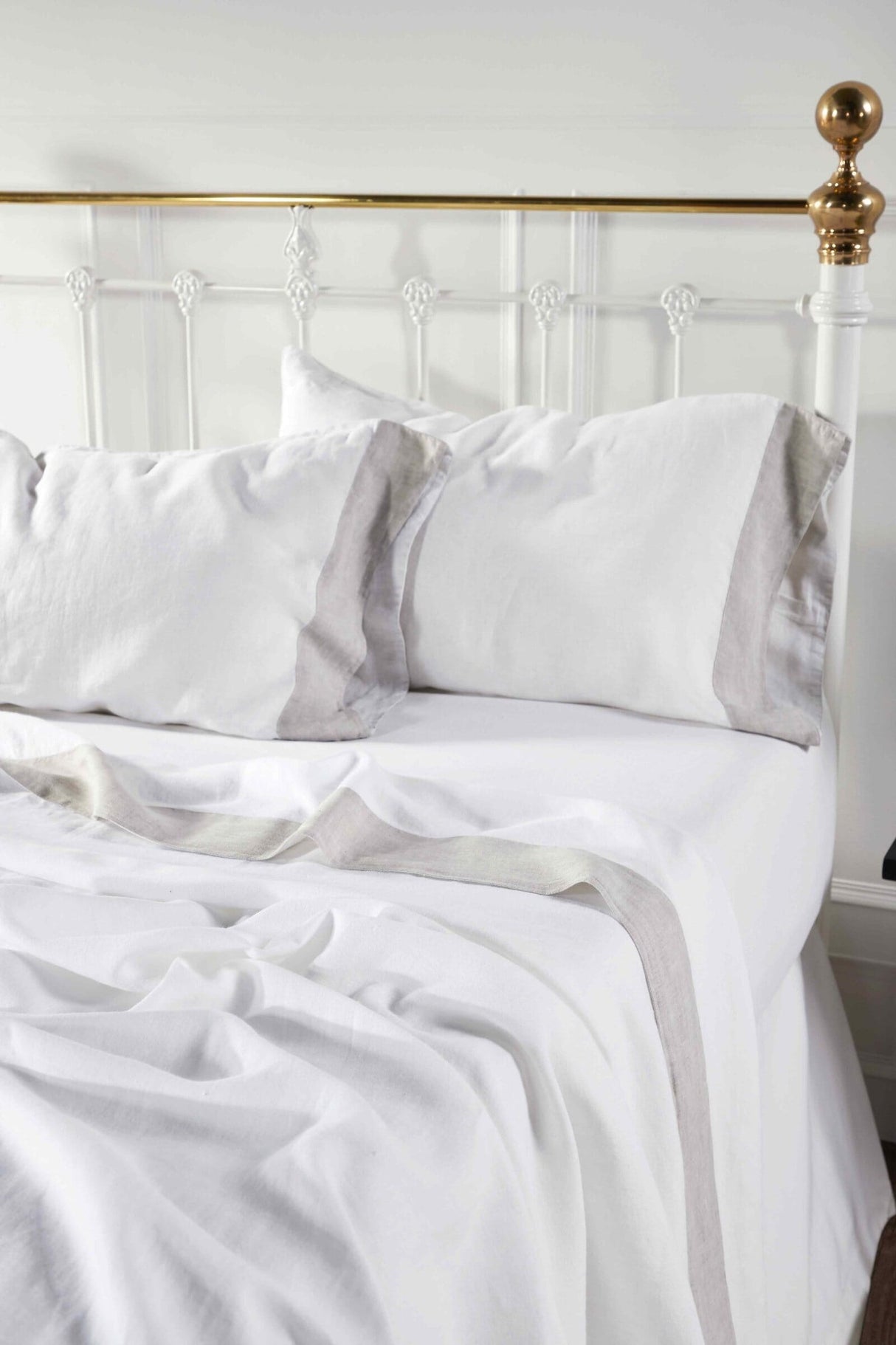 Kyoto European Linen Sheet Set by Orchids Lux Home White/ Mist Sheet Set