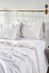 Kyoto European Linen Sheet Set by Orchids Lux Home White/ Mist Sheet Set