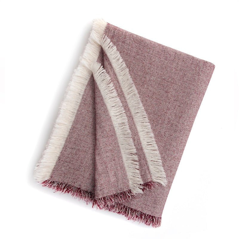Throw Blanket in Burgundy - Kassatex Lightweight Brentwood Throw at Fig LInens and Home