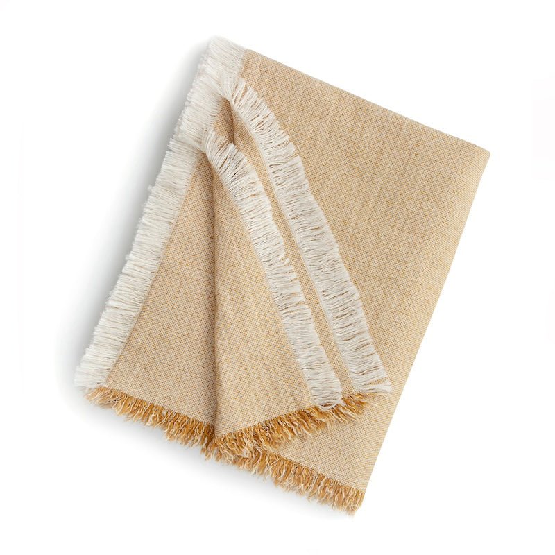 Throw Blanket in Mustard - Kassatex Lightweight Brentwood Throw at Fig LInens and Home