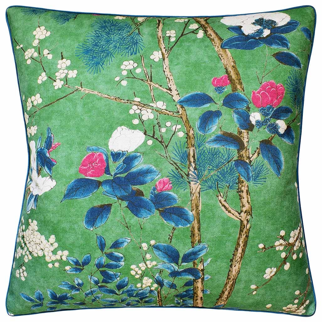 Katsura Emerald Decorative Pillow - Throw Pillow by Ryan Studio made from Thibaut Fabrics