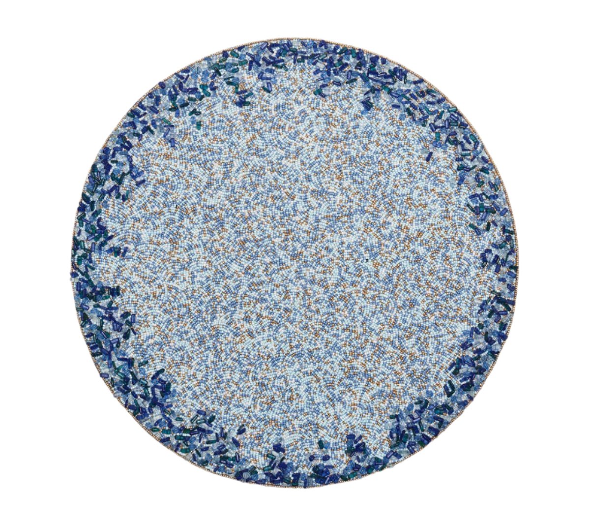 Placemats Set of 4 - Kim Seybert Lagoon Navy Blue Beaded Placemats at Fig Linens and Home