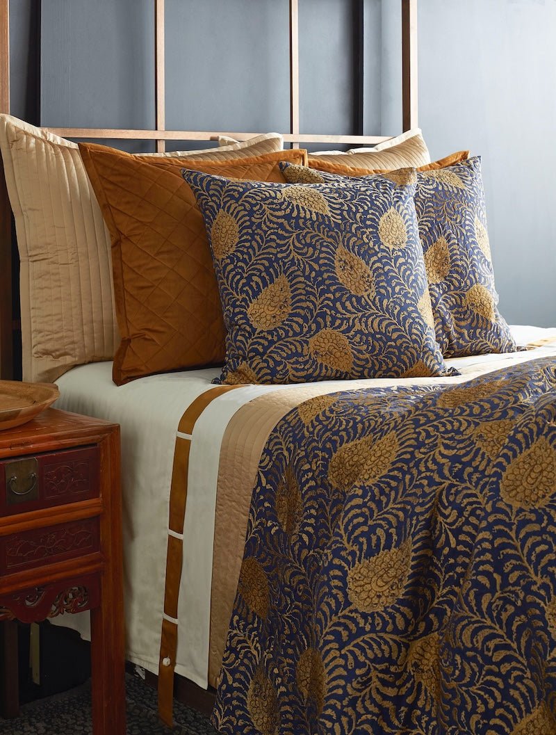 Angle Kinrande Marine/Gold Bedding | The Met x Ann Gish at Fig Linens and Home