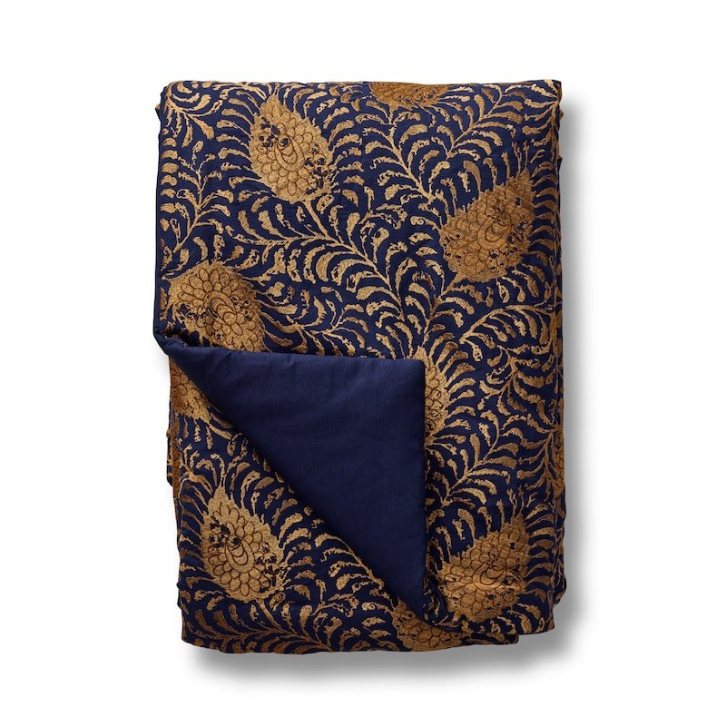 Blue back Kinrande Marine/Gold Throw | The Met x Ann Gish at Fig Linens and Home