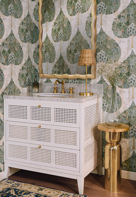 Kylo Brass Finish Wall Mirror | Worlds Away Rectangular Mirror at Fig Linens and Home - Lifestyle 2