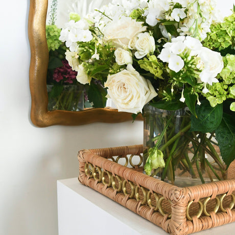 Kylo Brass Finish Wall Mirror | Worlds Away Rectangular Mirror at Fig Linens and Home - Lifestyle 1