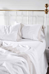 Kyoto European Linen Sheet Set Beige Orchids Lux Home