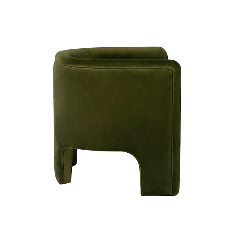 Barrel Chair Side View - Worlds Away Lansky Olive Green Small Chair at Fig Linens and Home