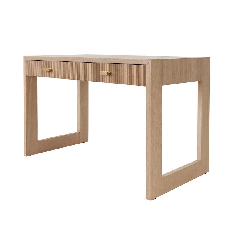 Larkin Desk in Natural Oak | Worlds Away Furniture - Angle View - Fig Linens and Home