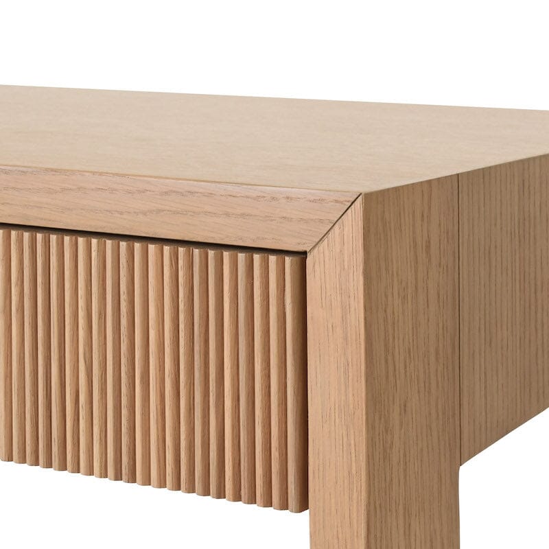 Larkin Desk in Natural Oak | Worlds Away Furniture - Mitered Corner View - Fig Linens and Home