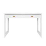 Worlds Away Larkin Desk in White Matte Lacquer - Front View - Fig Linens and Home