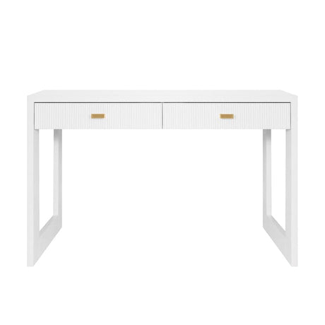 Worlds Away Larkin Desk in White Matte Lacquer - Front View - Fig Linens and Home