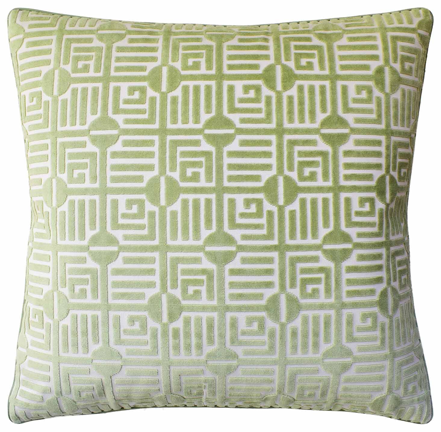 Labyrinth Velvet Sage - Throw Pillow by Ryan Studio