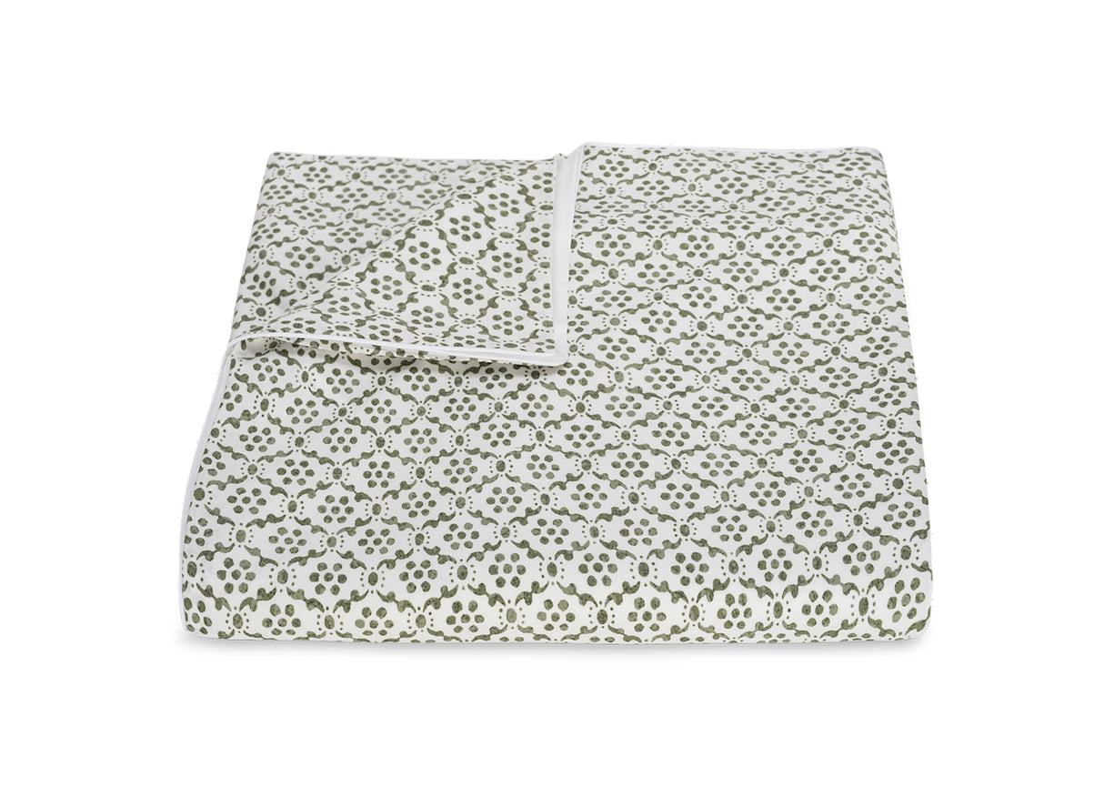 Duvet Cover - Matouk Schumacher Laksha Moss Green Bedding at Fig Linens and Home