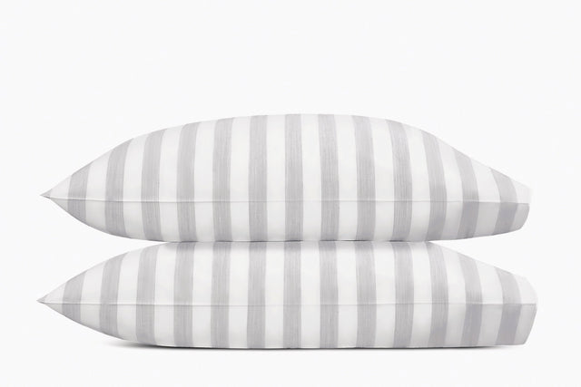 Lana Stripe Silver Pillowcase - Pair | Matouk at Fig Linens and Home