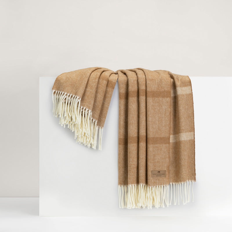 Caramel Montauk Stripe Throw by Lands Downunder at Fig Linens and Home