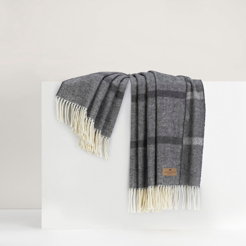 Charcoal Montauk Stripe Throw by Lands Downunder at Fig Linens and Home