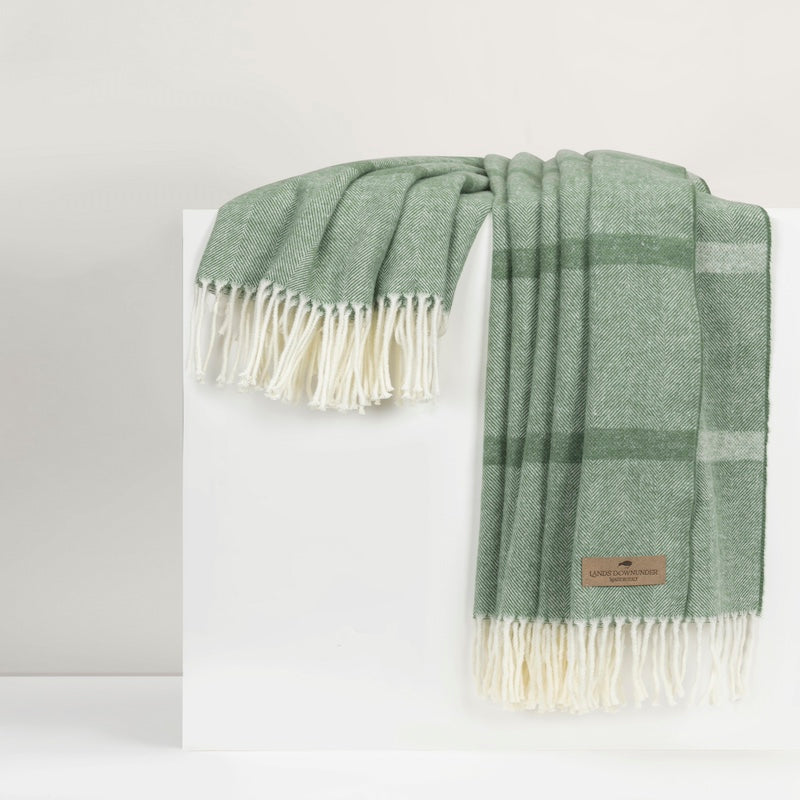 Olive Montauk Stripe Herringbone Throw by Lands Downunder at Fig Linens and Home