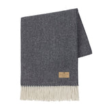 Cashmere Throw - Lands Downunder Navy Blue Pinstripe Cashmere Throw on White Background