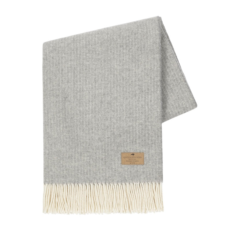 Cashmere Throw - Lands Downunder Silver Gray Pinstripe Cashmere Throw on White Background