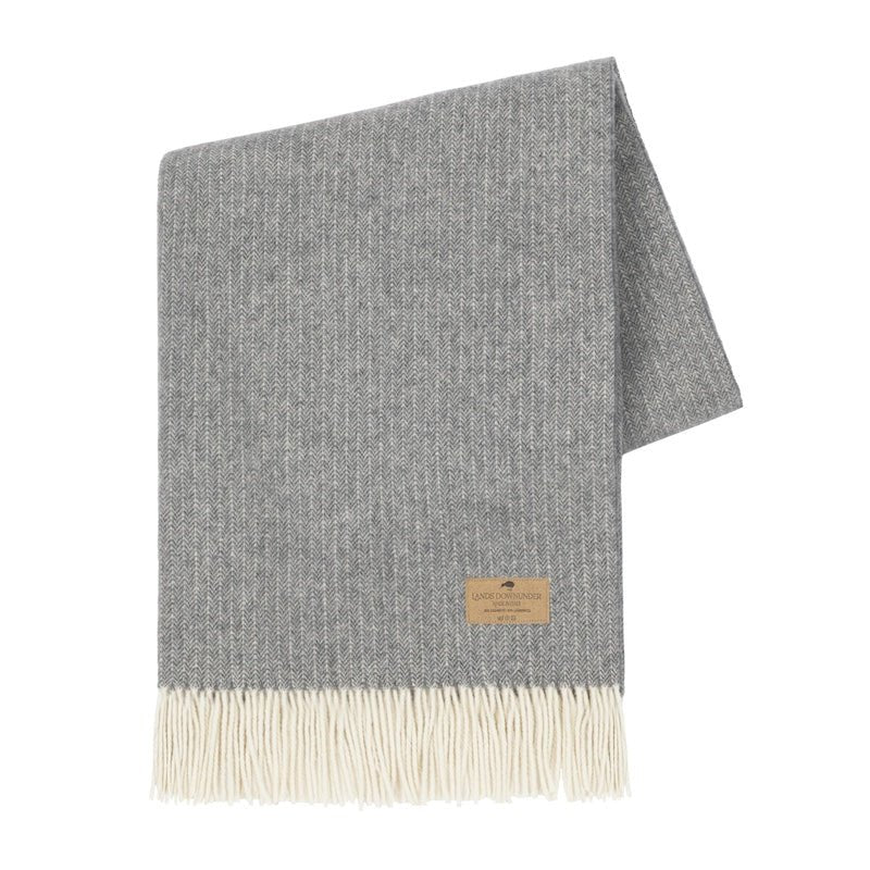 Cashmere Throw - Lands Downunder Slate Gray Pinstripe Cashmere Throw on White Background