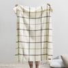 Lands Downunder Plaid Throw - Tattersall Dune and Barnwood Blanket - Shown hanging with Fringe