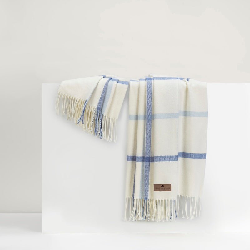 Lands Downunder Blanket - Blue Denim and Baby Blue Tattersall Throw at Fig Linens and Home