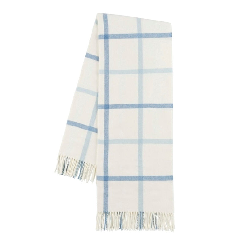 Lands Downunder Blanket - Blue Denim and Baby Blue Tattersall Throw Folded - Fig Linens and Home