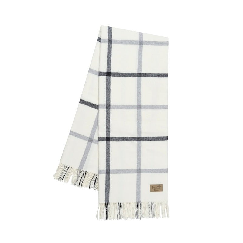 Lands Downunder Blanket - Tattersall Light Gray and Graphite Tartan Throw on White Background