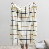 Navy and Caramel Tattersall Plaid Throw by Lands Downunder at Fig Linens and Home